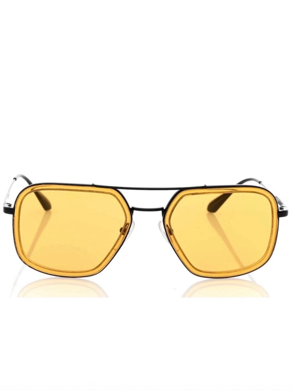 Prada Black + Yellow Aviator Sunglasses SPR 57X